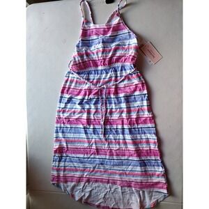 Juicy Couture Girls Pink Blue Striped High-Low Dress Size L 10/12 NWT